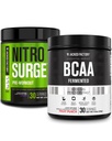 Jacked Factory Nitrosurge Pre-Workout in Grape & BCAA in Fruit Punch for Muscle Building and Recovery