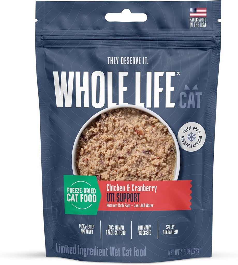 Whole Life Cat Urinary Supplement, Feline UTI Remedy & Prevention, Urinary Tract זיהומים טיפול - קריין טבעי לחתולים, Probiotic for Health & Digestive Support - 30 יום אספקה