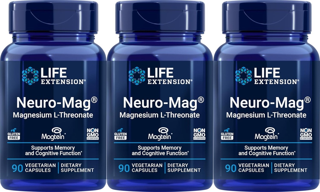 Life Extension Neuro- Mag Magnesium L-treonaatti, 90 lukua (Pack of 3)