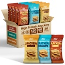 Healspot High Fiber Crackers Pure Plant Protein Chips, 9g Fiber, 12g Protein, Low Carb Keto No Sugar Snacks, High Protein Crackers for Adults&Children, Variety Packs Healthy Snacks( Barbacue, Sweet Waffle, Sea Salt&Vinegar, 12 Bags)