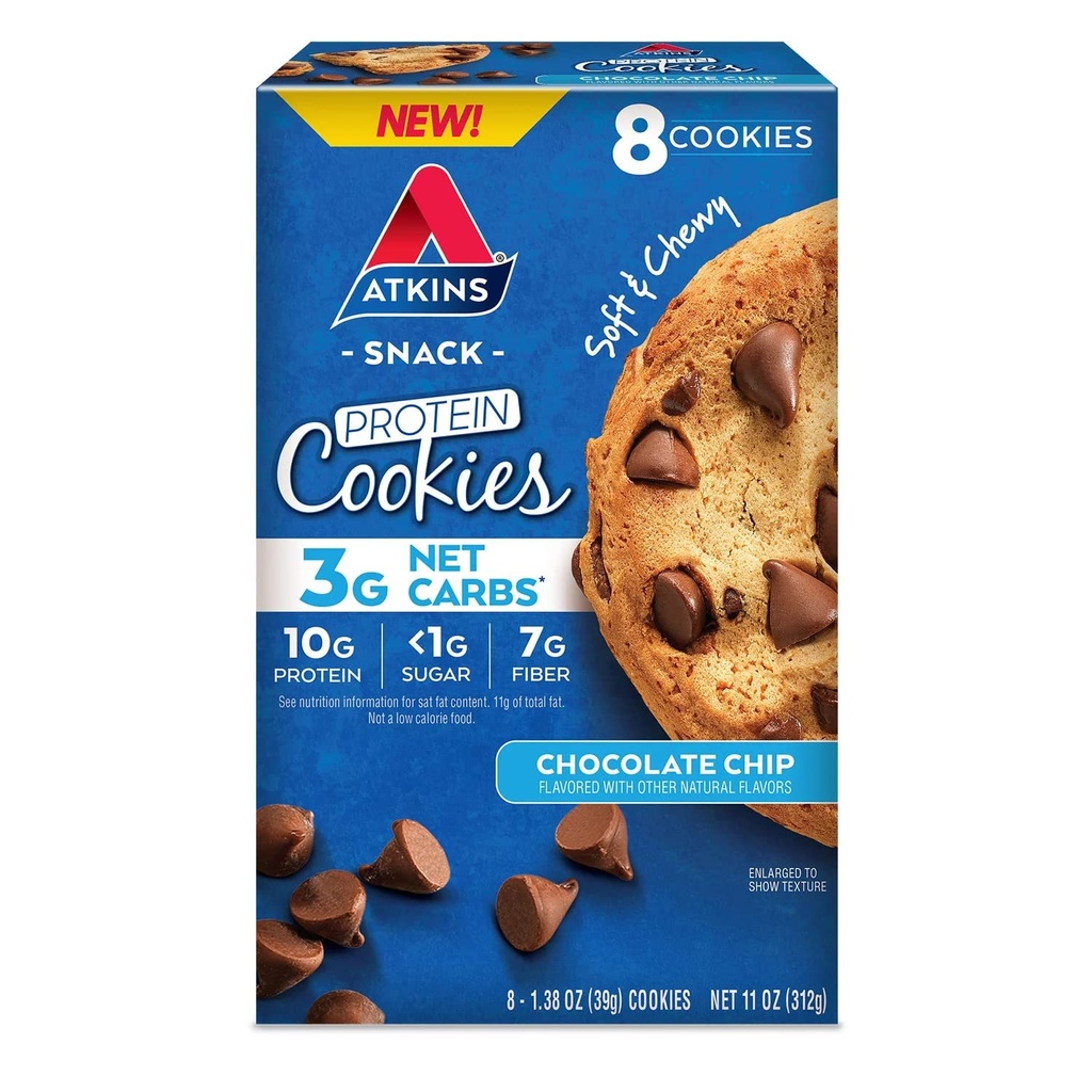 Atkins Soft and Chewy Chocolate Chip Protein Cookie, Keto Friendly (8 Count)