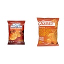 Pure Protein 12G Protein Hickory BBQ Popped Crisps 12 Count & Quest Nacho Cheese Protein Chips 18G Protein 12 Count