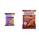 Quest Tortilla Protein Chips Loaded Taco 1.1oz (12 Count) & Cheese Crackers Spicy Cheddar Blast 1.06oz (12 Count)