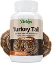 Parker Naturals Turkey Tail Mushroom Capsules - Organic Mushroom Supplement for Immune System Health Support - 1000 мг Premium Mushroom Supplements - 240 капсул