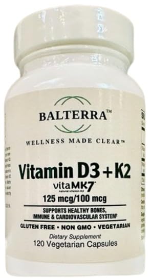 Vitamin D3 + K2 by Balterra – Bone, Immune & Heart Support Supplement