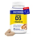 Enzymedica Vitamin D3 and K2 Supplement Caps for Men & Women - VIT D3 5000 IU & VIT K2 MK-7 90 mcg, Immune & Bone Health Support, Features Shitake Mushrooms & Prebiotic Fiber, Vegan - 30 Capsules