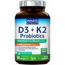Innate Vitality Vitamin D3 10000 IU + K2 MK-7 200 mcg, with Probiotics, Akkermansia Muciniphila, Non-GMO, No Soy or Gluten, Bone, Immune, Digestive & Heart Support, 60 Capsules