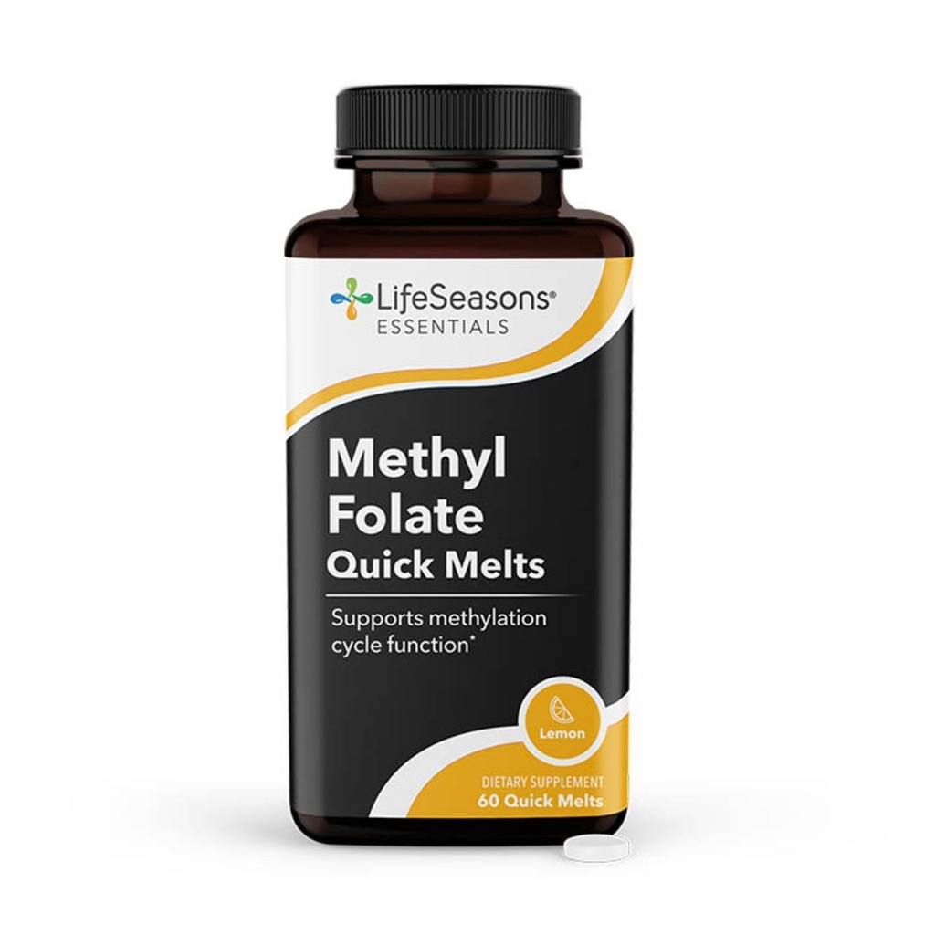 LifeSeasons Essentials Methyl Folate Quick Melts – 5-MTHF Folate Supplement – Supports Methylation Cycle Function & Cellular Health – Lemon Flavor – 60 Quick Melts