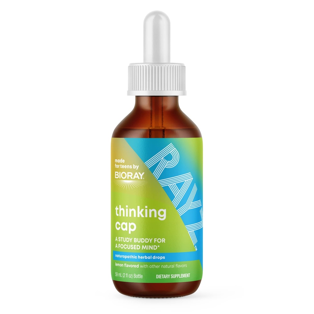 BIORAY RAYZ Thinking Cap, Lemon Flavor - 2 fl oz - Cognitive Function Support for Teens 12-18 Years Old