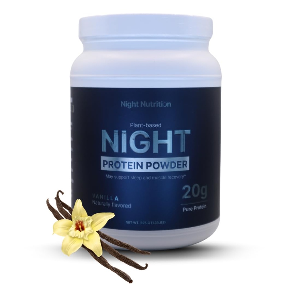 Night Time Protein Powder, Vanilla Flavored, Zero Sugar, Low Calorie, Artificial Free, Promotes Sleep Quality & Muscle Recovery