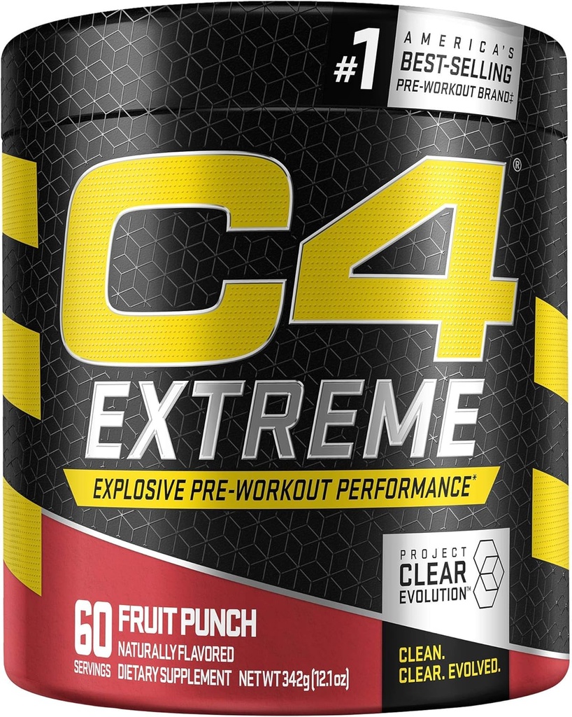 C4 Extreme Pre Workout Fruit Punch = 124; Pretraining Energy Suplement for Men & Women