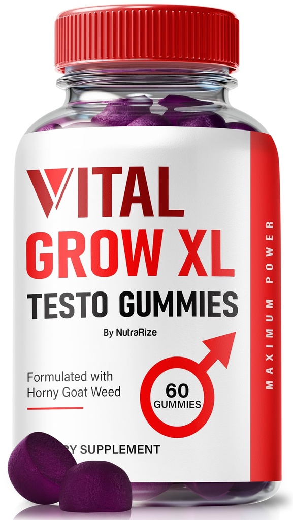 NutraRize Vital Grow XL, Official Vital Grow XL Testo Gummies for Men, Boost Stamina and Confidence Gummy for Mens, Vital GrowXL Male Support Gomitas (60 Gummies)