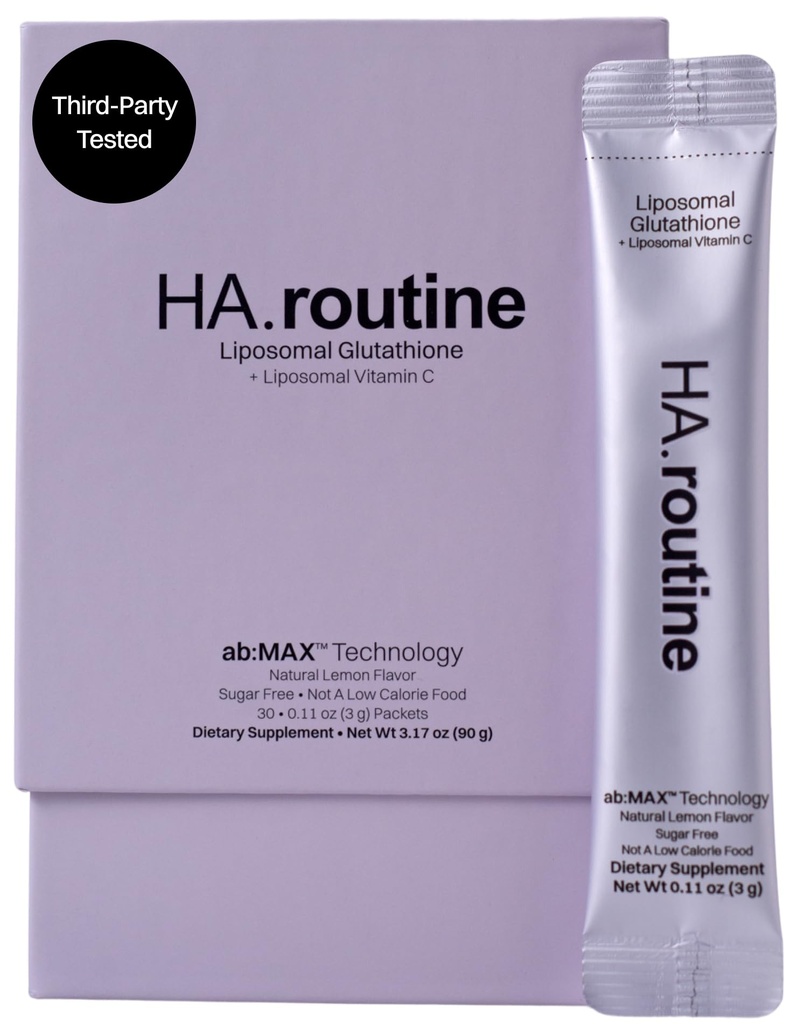 Haroutine Liposomal Glutathione Powder, 125 mg L-Glutathione + 100 mg Vitamin C, Sugar-Free Lemon Packets, Antioxidant Support for Skin, Beauty & Detox Support, 30 Count (Packaging May Vary)