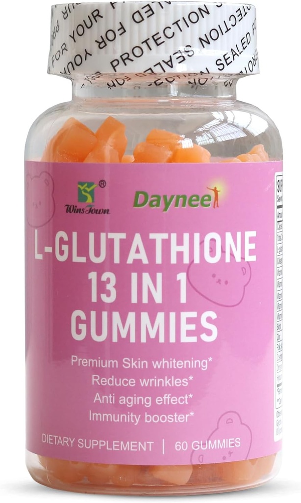 L- Glutathione 13 i 1 Gummies, 1200mg, Reducere Wrinkler & Anti- Aging, 60 Greve