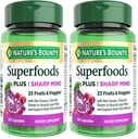 Nature's Bounty Superfoods Plus Sharp Mind for Brain Health, Memory; Focus, Superfoods with 23 Fruits & Veggies Plus Red Grapes - Cognitive Supplement, 30 Capsules (Pack of 2)