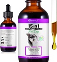 15 en 1 Dog Multivitamin llança per a gossos - Gos Viminades & suplementaris Gos multivitamins i Mines - Glucosmina, MSM per a la pell i Coat, Cor de Sanitat, Bones, Parçons, compatibilitat amb el sistema