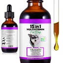 15-in-1 Dog Multivitamin Drops, Liquid Multivitamin Drops for Dogs, 2 oz | with Glucosamine, MSM & Omega for Joint, Heart, Immune & Skin Health, Easy Liquid Drops for Picky Eaters, All Ages, Breeds