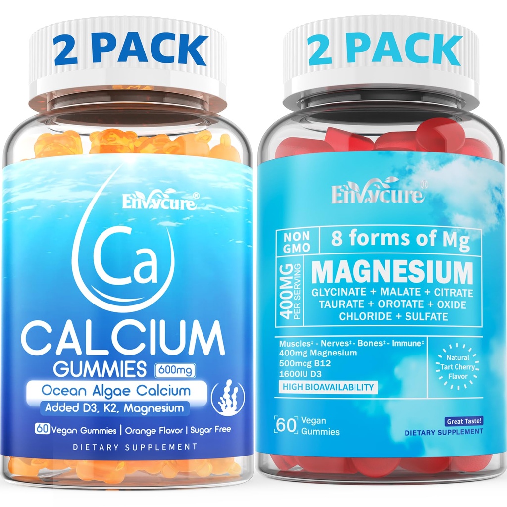 Calcium Gummies 600mg 2PACK + Magnesium Gummies 400mg 2PACK