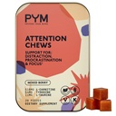 PYM Attention Chews Support for Procrastination, Focus & Productivity, 20 Count | 518mg L-Carnitine, 54mg Tyrosine, 11mg L-Taurine, Caffeine-Free | All-Natural Mood Boost Supplement Made in USA