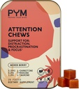 PYM Attention Chews Support for Procrastination, Focus & Tuottavuus, 20 Count 