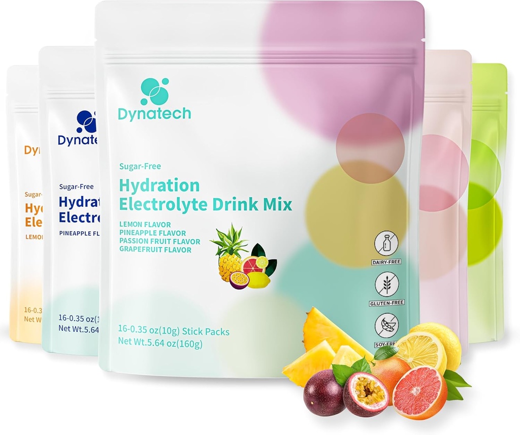Dynatech Zero Sugar Electrolyte İçki Mix - Çeşitli Paket - 10 Electrolytes & Vitamins ilə Hydration Toz Packets - Gluten Pulsuz, Vegan Electrolytes Toz Packets