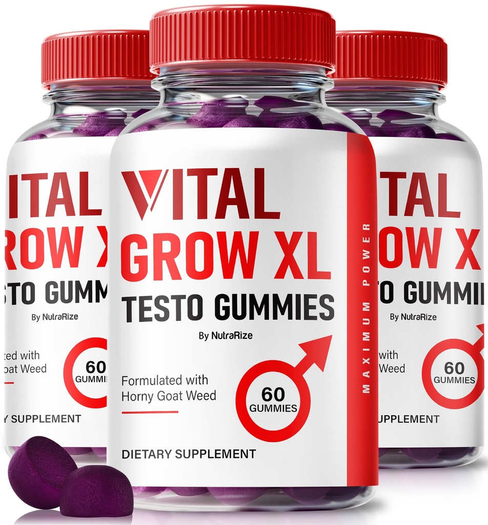 (3 Pack) Vital Grow XL, Official Vital Grow XL Testo Gummies for Men, Boost Stamina and Confidence Gummy for Mens, Vital GrowXL Male Support Gomitas (180 Gummies)