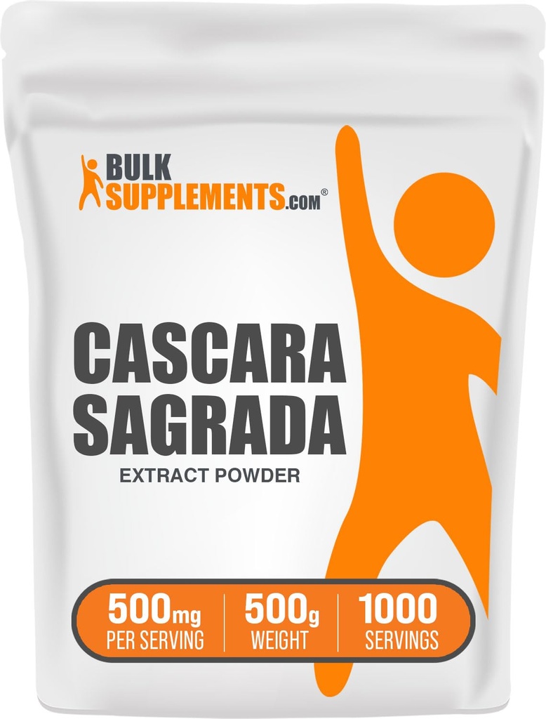 BulkSupplements.com Cascara Sagrada Extract - from Cascara Sagrada Bark, Cascara Sagrada Powder - Gluten Free, 500mg per Serving, 500g (1.1 lbs) (Pack of 1)