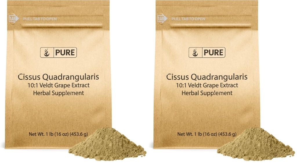 PURE ORIGINAL INGREDIENTS Cissus Quadrangularis (1lb) Traditional Herbal Supplement, Veldt Grape, Non-GMO, Lab-Verified (Pack of 2)
