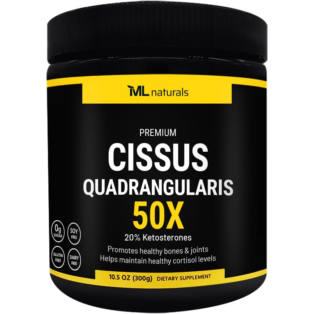 ML Naturals Cissus Quadrangularis 50X Powder – 1,000mg (Per Serving) – 50:1 Extract (20% Ketosterones) – 300g – Supports Joint & Bone Health