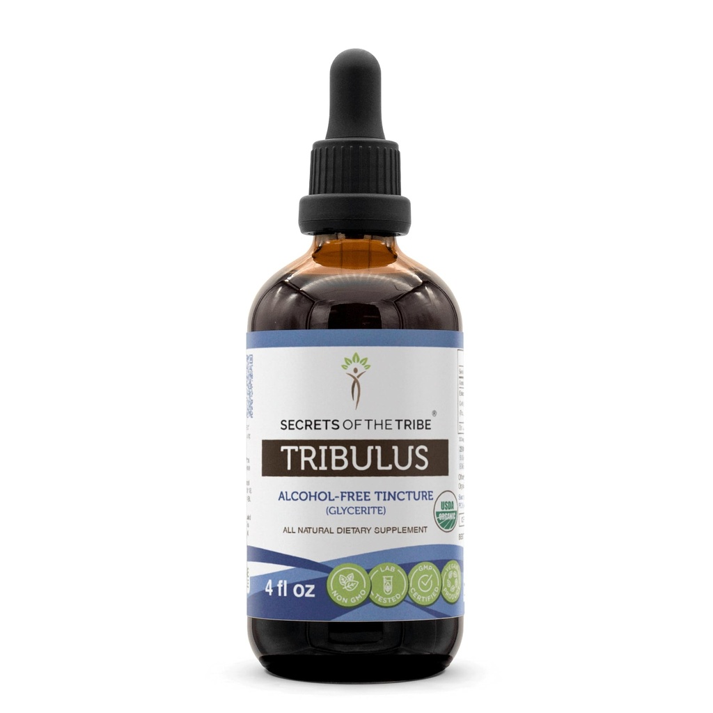 Secrets of the Tribe Tribulus USDA Organic | Alcohol-Free Extract, High-Potency Herbal Drops | Made from 100% Certified Organic Tribulus (Tribulus terrestris) Dried Fruit (4 oz)