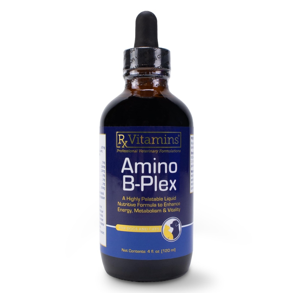 Amino B-Plex Liquid Pet Supplement with Vitamin B Complex & Iron, Metabolism Support for Dogs & Cats, Appetite Booster & Weight Gainer, 4 fl oz (120 mL)