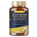 Totaria 18-in-1 Organic Ceylon Cinnamon Capsules with Berberine, Ceylon Cinnamon Supplement w/Apple Cider Vinegar Turmeric Bitter Melon Milk Thistle, for Metabolism, Energy, Heart*, 120 Counts