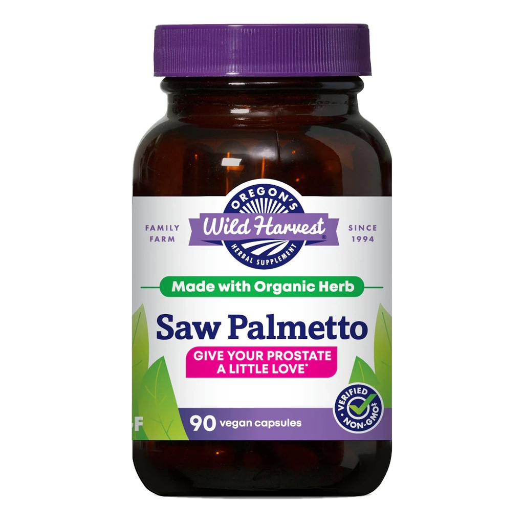 Oregon's Wild Harvest Saw Palmetto Organic Capsules, 90 Count Vegetarian Capsules, 1170mg