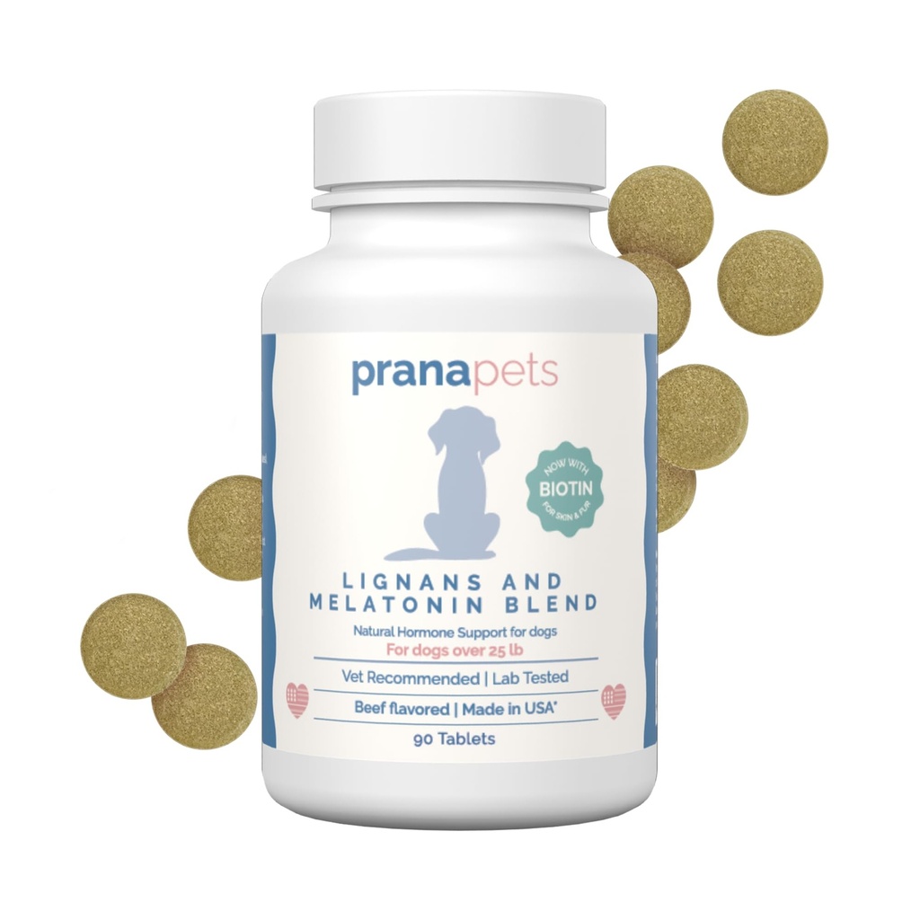 PranaPets Lignans & Melatonin with Biotin Blend Naturally Aids in Relieving Symptoms of Cushing’s in Dogs Over 25 lb | Promote Healthy Balance & Overall Well-Being
