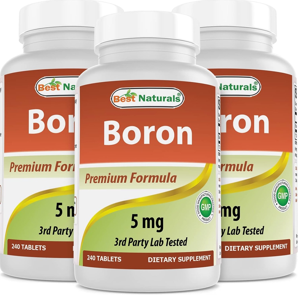 Mejores Naturales Suplementos de Borón 5 mg 240 Tabletas (240 Conde (Pack of 3))