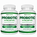 Arazo Nutrition Probiotic 40 Billion CFU - Shelf Stable with Prebiotics and Acidophilus - Stable Potency Until Expiration – Time Delay Release Probiotics (Pack of 2)