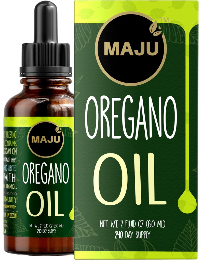 MAJU Oregano Oil Drops - Potent 90%+ Carvacrol (2 fl Oz) Wild Mediterranean Essential Oil of Oregano Liquid, Aceite de Oregano, Immune and Seasonal Support