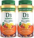 Nature's Bounty Vitamin D3 Gummies, Vitamin Supplement, Supports Immune Health, 50mcg, 2000IU, Mixed Fruit Flavor, 90 Gummies (Pack of 2)