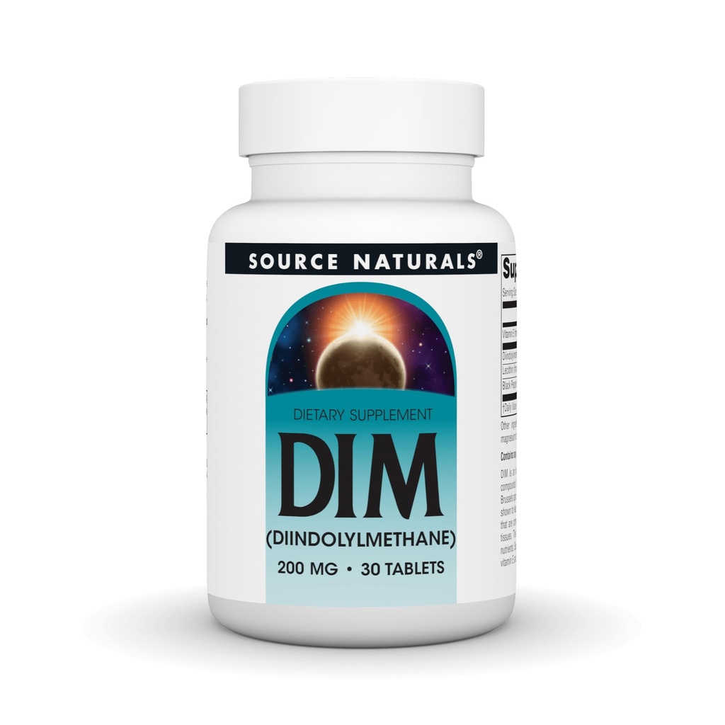 Source Naturals DIM, Diindolylmethane 200mg with BioPerine, Vitamin E & More - 30 Tablets