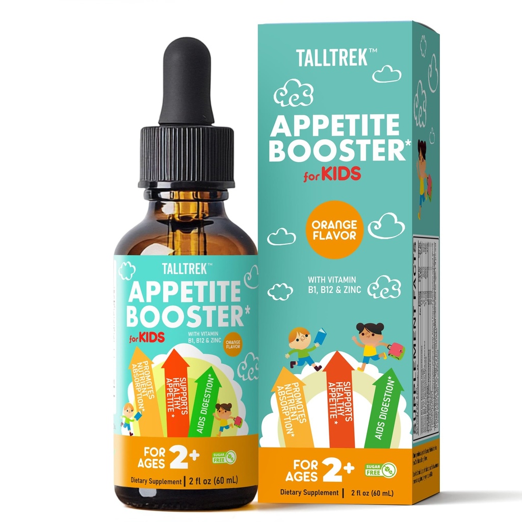 Appetite Booster Drops for Kids - Toddler Liquid Supplement with Vitamins B1 B3 B6 B12 Zinc & L-Lysine - Healthy Nutrient Absorption & Digestion Support for Ages 2 Up - Sugar-Free 2 Fl Oz