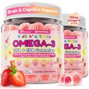 Omega 3 for Kids & Teens, High DHA Algal Oil Gummies w/Lion's Mane, Super Greens, Lutein, Methyl B12 B9, D3 K2 for Brain Focus, Vision & Immunity, 0g Sugar Kids Focus Vitamins, No Fish Burps, 120cts