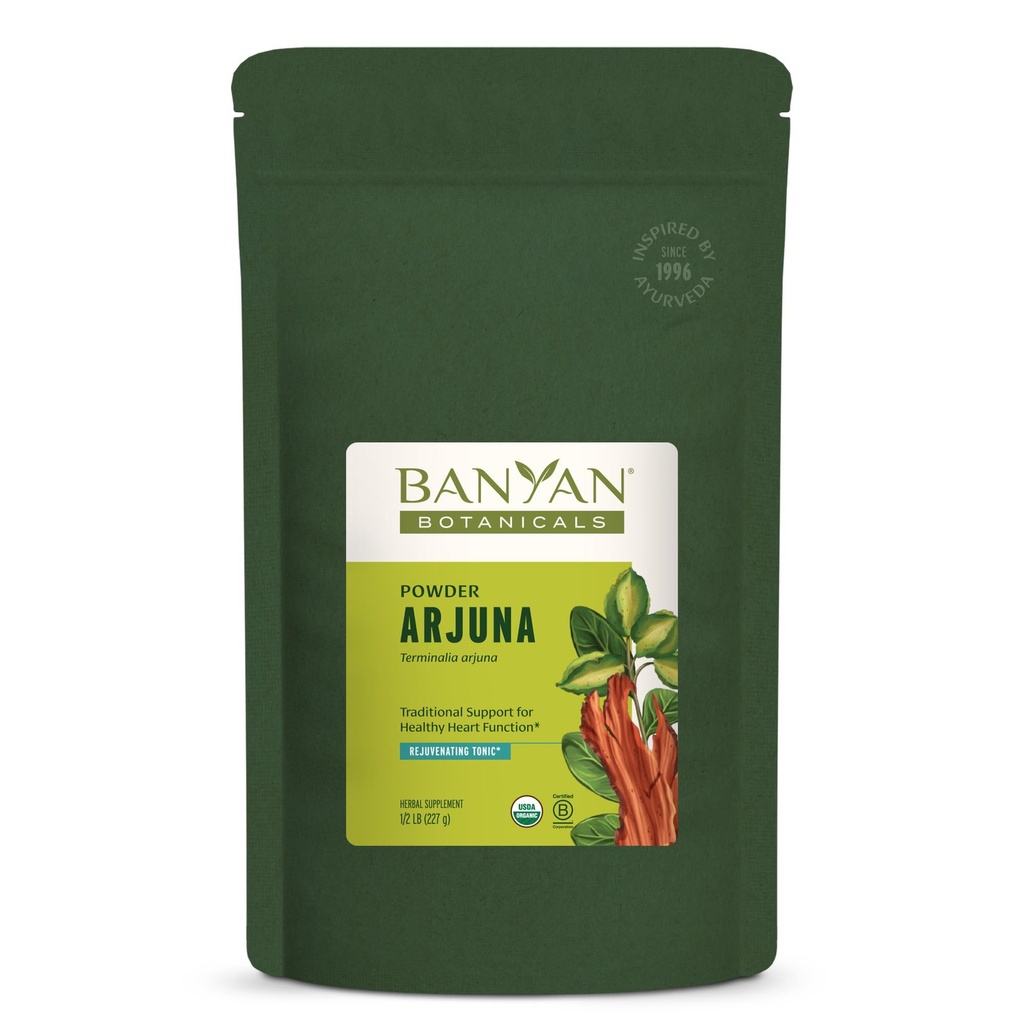 Banyan Botanicals Arjuna Bark Powder – Organic Arjuna (Terminalia Arjuna) – Natural Herbal Heart Health Supplement and Rejuvenating Tonic* – ½ lb. – Non-GMO Sustainably Sourced Vegan