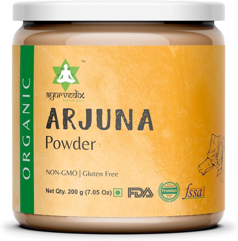 Organic Arjuna Bark Powder, Arjunal Chhal Herbal Supplement, Non-GMO, Vegan Herbal Powder - (200gm/7.05oz, Pack of 2)
