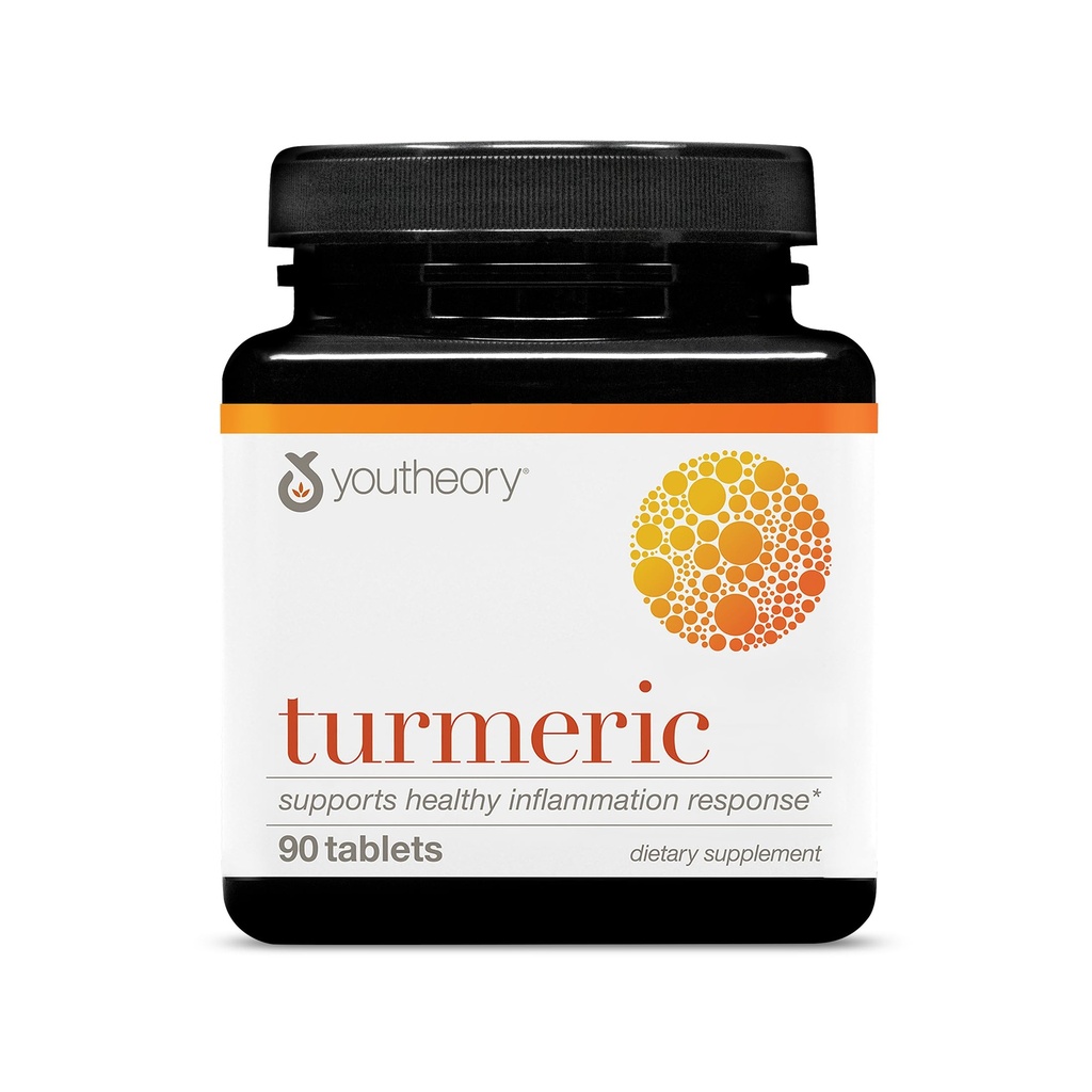 Youtheory Turmeric - 450 mg - with Black Pepper & Olive Leaf - Supports Joint & Brain Health* - Contains Bioenhancers, Curcuminoids & Herbal Extracts - 90 Tablets (30 Day Supply)