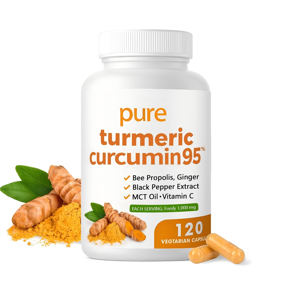 Turmeric Pure Turmeric Curcumin 95 1000 mg - Black Pepper Extract | Vegan Capsules 120