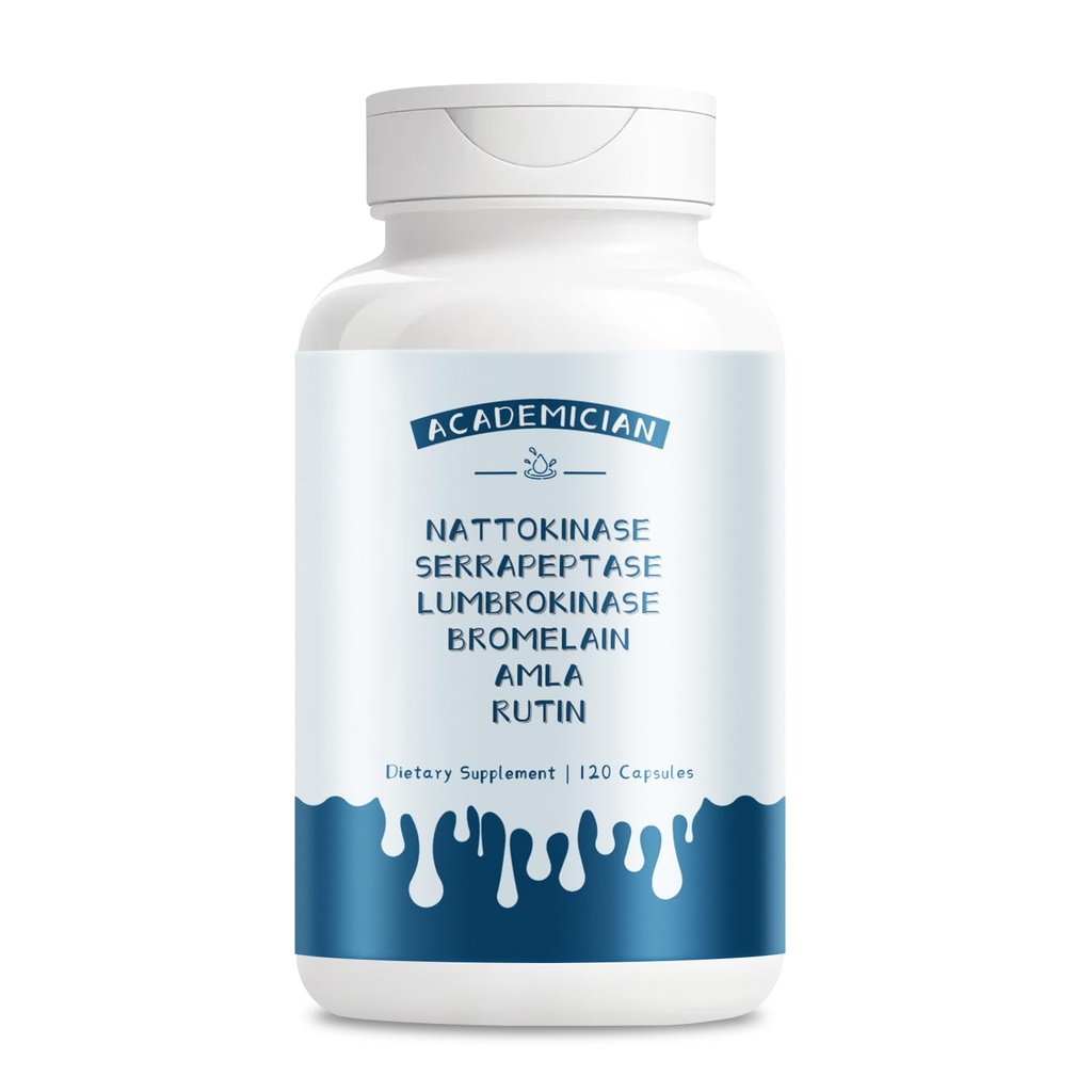 Organic Nattokinase Supplement Serrapeptase Amla Rutin Lumbrokinase Serapeptase Bromelain Capsules - 120 Count