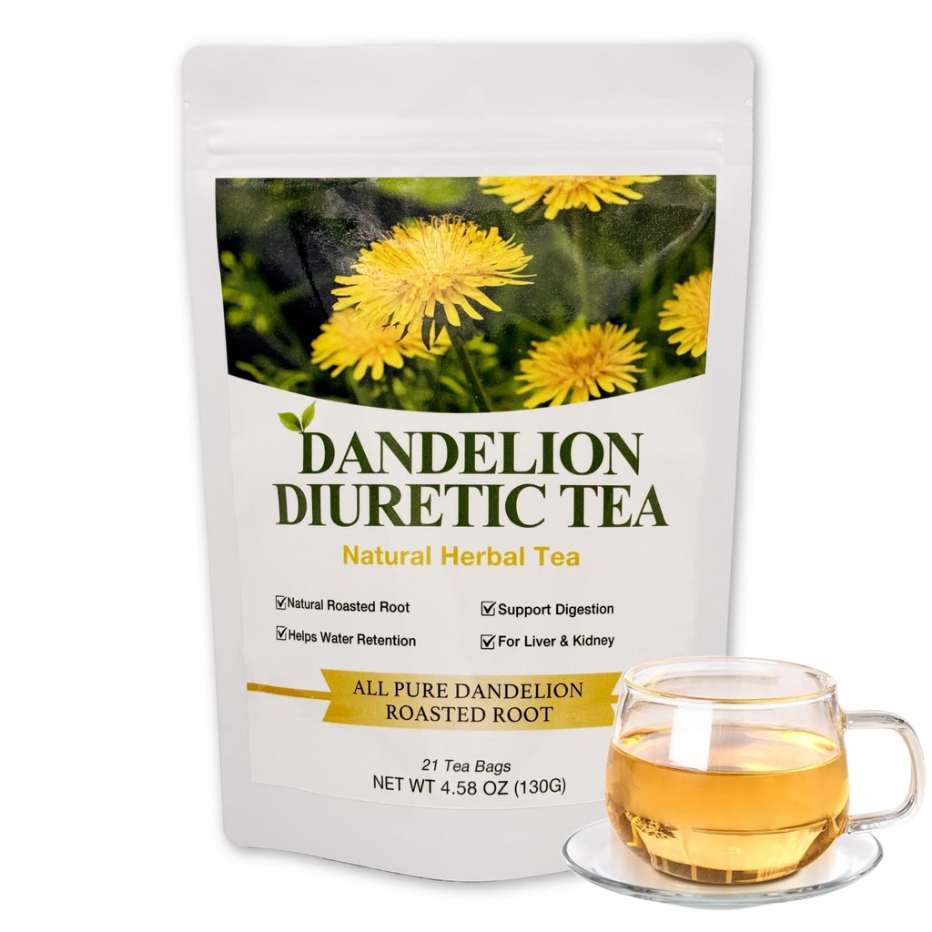 Natural Diuretic Dandelion Root Tea Organic for Fluid Retention, Water Away Tea with Dandelion Root & Milk Thistle for Temporary Water Weight Gain