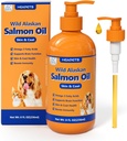 Wild Alaskan Salmon Oil for Dogs & Cats, Fish Oil Omega 3 Supplements with EPA & DHA for Skin & Coat, Immune, Brain, Joint and Heart Health, Dog & Cat Fish Oil Supplements with Pump- 8 oz