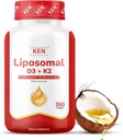 KEN Liposomal Vitamin D3 5000 IU + K2 (MK7) 100 mcg, Enhanced Calcium Absorption, Supports Immune Function, Coconut Oil, No Seed Oil, Non-GMO 360 Halal Bovine Softgels