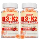 Vitamin D3 K2 Gummies for Women: Sugar Free Chewable 5000 IU D3 + 120 mcg K2 (MK-7) Supplement with Magnesium Omega-3 Zinc Calcium Methyl B12 for Immune Health - High Absorption for Adults(120Count)